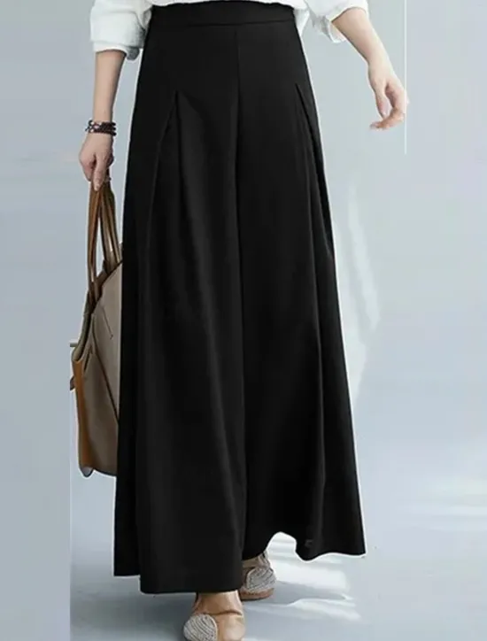 Women's Wide Leg Chinos Fashion Streetwear Full Length High Waist Plain Elastic Waistband Comfy Soft Comfortable Micro-elastic Outdoor Street Apricot Black Blue Spring & Fall Regular Fit Women Pants