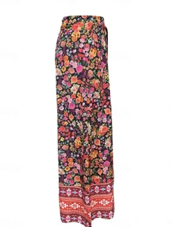 Women's Wide Leg Chinos Fashion Streetwear Full Length High Waist Floral Pocket Elastic Waistband Print Comfy Soft Comfortable Micro-elastic Outdoor Street Spring & Fall Regular Fit Women Spring Pants