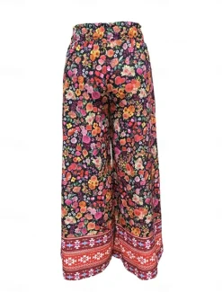 Women's Wide Leg Chinos Fashion Streetwear Full Length High Waist Floral Pocket Elastic Waistband Print Comfy Soft Comfortable Micro-elastic Outdoor Street Spring & Fall Regular Fit Women Spring Pants