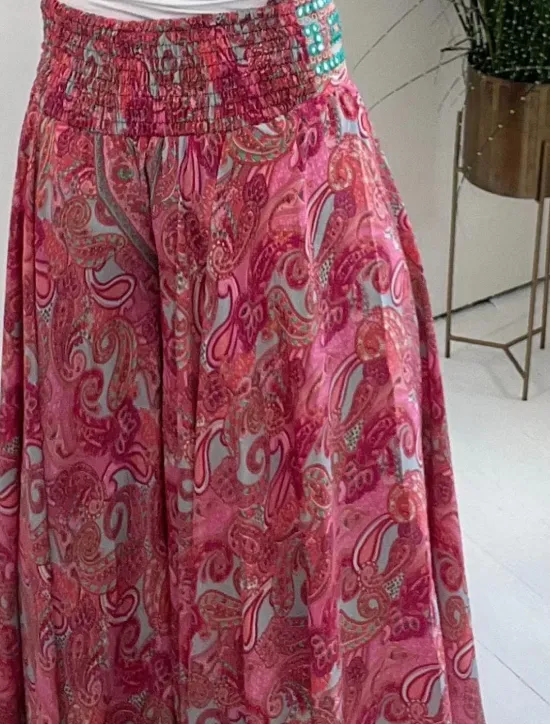 Outlet Women's Wide Leg Chinos Vacation Hawaiian Full Length High Waist Paisley Elastic Waistband Printing Comfy Soft Comfortable Micro-elastic Outdoor Street Red Green Summer Spring Regular Fit Women Spring Pants