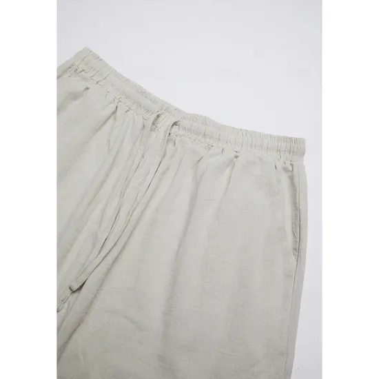 New Women's Wide Leg Cotton Linen Pants Pants Trousers Casual Daily Full Length Plain Drawstring Side Pockets Wide Leg Breathability Comfortable Inelastic Going out Weekend Black White Navy Blue Women Pants