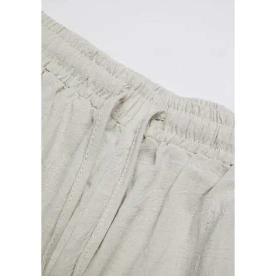 New Women's Wide Leg Cotton Linen Pants Pants Trousers Casual Daily Full Length Plain Drawstring Side Pockets Wide Leg Breathability Comfortable Inelastic Going out Weekend Black White Navy Blue Women Pants