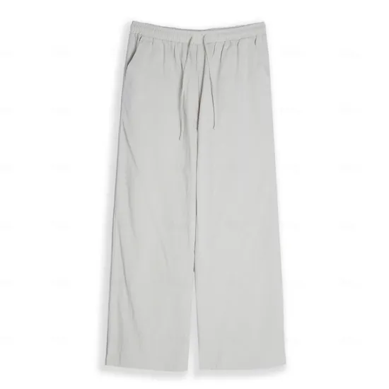 New Women's Wide Leg Cotton Linen Pants Pants Trousers Casual Daily Full Length Plain Drawstring Side Pockets Wide Leg Breathability Comfortable Inelastic Going out Weekend Black White Navy Blue Women Pants