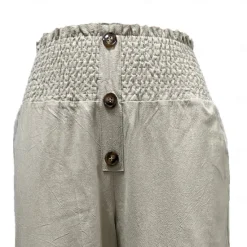 Women's Wide Leg Cotton Linen Pants Baggy Pants Vacation Solid Full Length Mid Waist Elastic Waist Wide Leg Baggy Comfort Micro-elastic Casual Holiday Black White Wine Green Summer Spring Regular Fit Women Pants