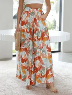 Best Women's Wide Leg Cotton Linen Pants Pants Trousers Fashion Full Length Shamrock Drawstring Side Pockets Wide Leg Breathability Comfortable Inelastic Casual Daily Light Yellow Orange red Forest Green Women Pants|Pants