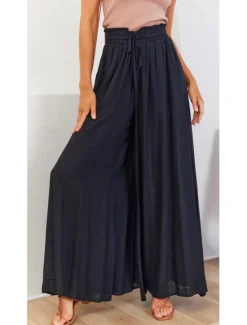 Best Women's Wide Leg Cotton Linen Pants Pants Trousers Fashion Full Length Shamrock Drawstring Side Pockets Wide Leg Breathability Comfortable Inelastic Casual Daily Light Yellow Orange red Forest Green Women Pants|Pants