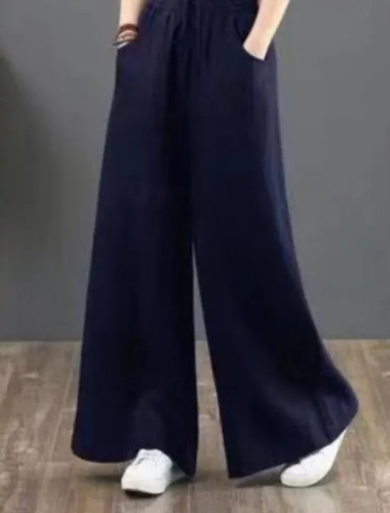 Outlet Women's Wide Leg Cotton Linen Pants Slacks Fashion Streetwear Full Length Natural Plain Pocket Elastic Drawstring Design Comfy Outdoor Street Holiday Weekend Apricot Grey Black White Summer Regular Women Pants