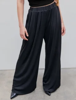 New Women's Wide Leg Dress Pants Trousers Full Length Modal Pocket Micro-elastic High Waist Fashion Streetwear Street Daily White / Black Black S M Fall Winter Women Pants
