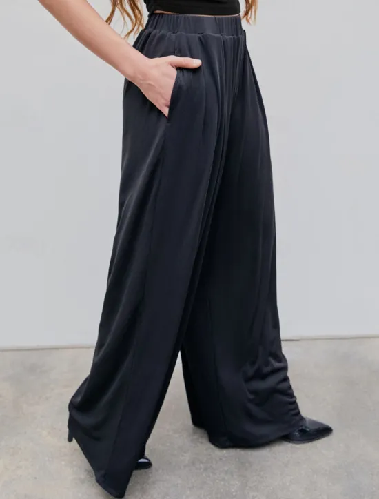 New Women's Wide Leg Dress Pants Trousers Full Length Modal Pocket Micro-elastic High Waist Fashion Streetwear Street Daily White / Black Black S M Fall Winter Women Pants