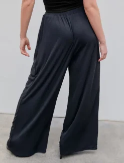 New Women's Wide Leg Dress Pants Trousers Full Length Modal Pocket Micro-elastic High Waist Fashion Streetwear Street Daily White / Black Black S M Fall Winter Women Pants