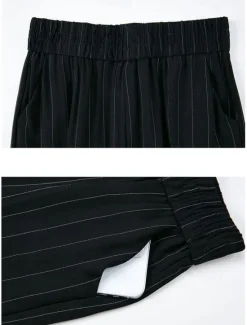 Online Women's Wide Leg Dress Work Pants Trousers Baggy Full Length Pocket Micro-elastic High Rise Streetwear Casual Street Black White XL 2XL Summer Spring Women Pants