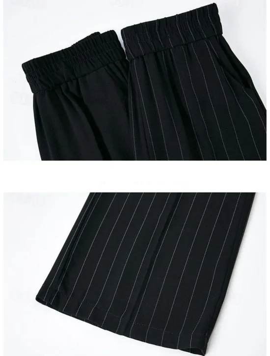 Online Women's Wide Leg Dress Work Pants Trousers Baggy Full Length Pocket Micro-elastic High Rise Streetwear Casual Street Black White XL 2XL Summer Spring Women Pants