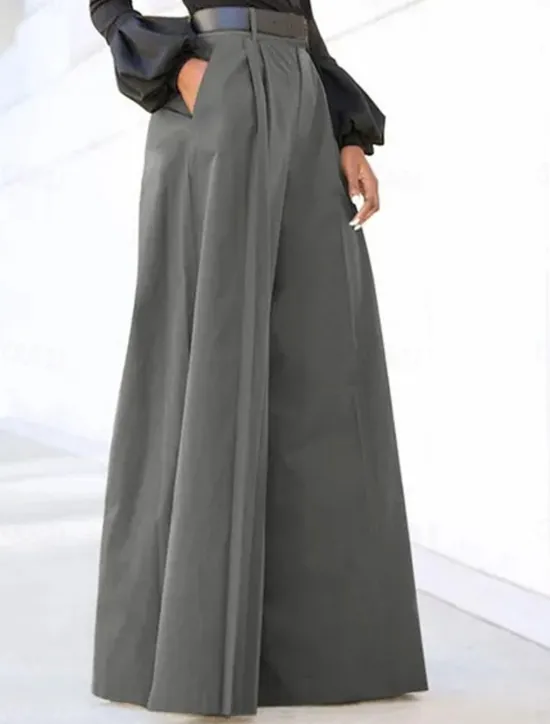 Hot Women's Wide Leg Dress Work Pants Bell Bottom Full Length Fashion Streetwear Daily Black Khaki S M Fall Winter Women Pants