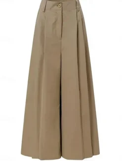 Hot Women's Wide Leg Dress Work Pants Bell Bottom Full Length Fashion Streetwear Daily Black Khaki S M Fall Winter Women Pants
