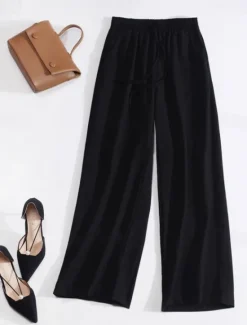 Clearance Women's Wide Leg Linen Pants Pants Trousers Fashion Full Length Shamrock Drawstring Side Pockets Breathability Comfortable Casual Daily Spring & Summer Women Pants