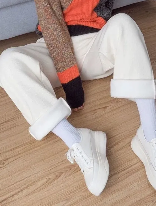 Hot Women's Wide Leg Pants Fleece Trousers Baggy Full Length Micro-elastic High Waist Fashion Streetwear Outdoor Black Beige M L Fall Winter Women Pants