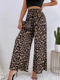 New Women's Wide Leg Pants Trousers Streetwear Casual Long High Waist Floral Pocket Printing Elastic Drawstring Design Breathability Soft Micro-elastic Vacation Street Daily Wear Blue Women Pants