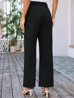 Clearance Women's Wide Leg Pants Trousers Streetwear Work Long High Waist Plain Pocket High Cut Breathability Soft Micro-elastic Vacation Street Daily Wear Black White Yellow Pink Summer Regular Fit Women Pants