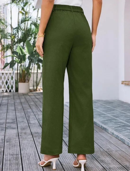 Clearance Women's Wide Leg Pants Trousers Streetwear Work Long High Waist Plain Pocket High Cut Breathability Soft Micro-elastic Vacation Street Daily Wear Black White Yellow Pink Summer Regular Fit Women Pants