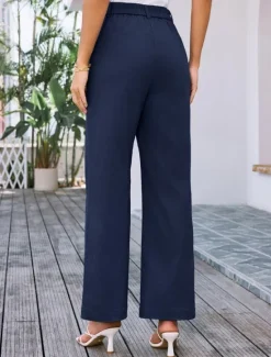 Clearance Women's Wide Leg Pants Trousers Streetwear Work Long High Waist Plain Pocket High Cut Breathability Soft Micro-elastic Vacation Street Daily Wear Black White Yellow Pink Summer Regular Fit Women Pants
