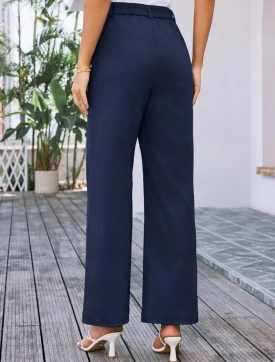 Clearance Women's Wide Leg Pants Trousers Streetwear Work Long High Waist Plain Pocket High Cut Breathability Soft Micro-elastic Vacation Street Daily Wear Black White Yellow Pink Summer Regular Fit Women Pants