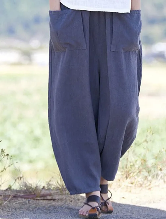 Women's Wide Leg Pants Trousers Streetwear Casual Long High Waist Plain Pocket Elastic Drawstring Design High Cut Breathability Soft Micro-elastic Vacation Street Daily Wear Wine Purple Deep Blue Gray Women Pants