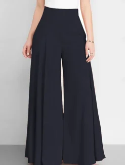 Discount Women's Wide Leg Pants Trousers Fashion Streetwear Full Length High Waist Plain Pocket Ruched Butt Lifting High Cut Comfort Breathability Soft Micro-elastic Vacation Street Daily Camel Grey Black Pink Women Pants
