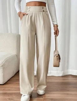 Hot Women's Wide Leg Pants Trousers Palazzo Pants Fashion Streetwear Full Length High Waist Plain Pocket Elastic Waist Breathability Comfortable Street Daily Wear Going out Summer Spring Regular Women Pants