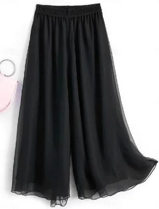 Best Women's Wide Leg Pants Trousers Vacation Streetwear Lightweight Full Length High Waist Plain Elastic Waist High Cut Breathability Comfortable Micro-elastic Outdoor Holiday Daily Wear Black White Pink Women Pants
