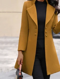 Women's Winter Coat Athleisure Holiday Daily Wear Fall Winter Regular Coat Regular Fit Stylish Casual Jacket Long Sleeve Solid Color Fur Collar Black Yellow Gray Women Coats & Trench Coats
