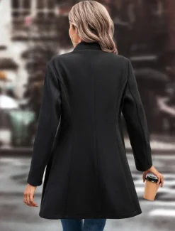 Women's Winter Coat Athleisure Holiday Daily Wear Fall Winter Regular Coat Regular Fit Stylish Casual Jacket Long Sleeve Solid Color Fur Collar Black Yellow Gray Women Coats & Trench Coats