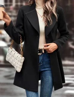 Women's Winter Coat Athleisure Holiday Daily Wear Fall Winter Regular Coat Regular Fit Stylish Casual Jacket Long Sleeve Solid Color Fur Collar Black Yellow Gray Women Coats & Trench Coats
