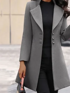 Women's Winter Coat Athleisure Holiday Daily Wear Fall Winter Regular Coat Regular Fit Stylish Casual Jacket Long Sleeve Solid Color Fur Collar Black Yellow Gray Women Coats & Trench Coats