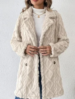 Hot Women's Winter Coat Athleisure Holiday Daily Wear Fall Winter Regular Coat Regular Fit Stylish Casual Jacket Long Sleeve Solid Color Knit Women Blazers & Suits