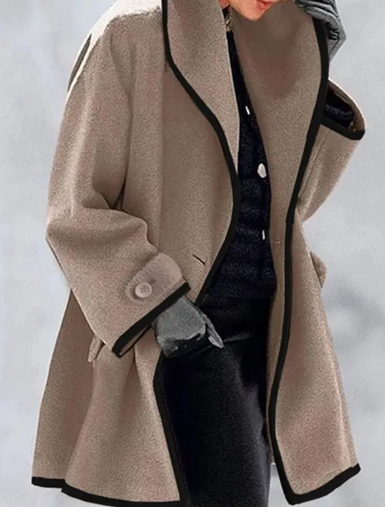 Discount Women's Winter Coat Coat Cloak / Capes Windproof Warm Buttons Pocket Casual Street Style Plain Vacation Work Street Daily Wear Single Breasted Turndown Loose Fit Long Sleeve Outerwear Blue Khaki Gray Women Coats & Trench Coats