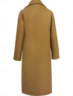 Women's Winter Coat Coat Cloak / Capes Windproof Warm Pocket Casual Street Style Plain Vacation Work Street Daily Wear Single Breasted Turndown Loose Fit Long Sleeve Outerwear Red Blue Green Fall Women Coats & Trench Coats