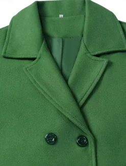Women's Winter Coat Coat Cloak / Capes Windproof Warm Pocket Casual Street Style Plain Vacation Work Street Daily Wear Single Breasted Turndown Loose Fit Long Sleeve Outerwear Red Blue Green Fall Women Coats & Trench Coats