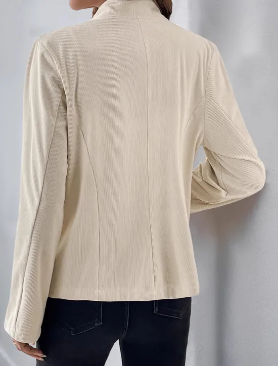 New Women's Winter Coat Comfortable Buttons Elegant Vintage Fashion OL Style Plain School Formal Vacation Office Single Breasted Short Stand Collar Regular Fit Long Sleeve Outerwear Spring Fall Women Blazers & Suits