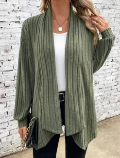 Discount Women's Winter Coat Dressy Dusters Dressy Jackets Outdoor Street Daily Wear Fall Winter Regular Coat Regular Fit Thermal Warm Breathable Stylish Casual Jacket Long Sleeve Plain Oversize Blue Green Women Cardigans & Outerwears