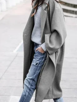 Women's Winter Coat Long Pea Coat with Hood Fall Overcoat Windproof Warm Lapel Trench Coat Oversized Open Front Turndown Fashion Street Outerwear Long Sleeve Women Coats & Trench Coats