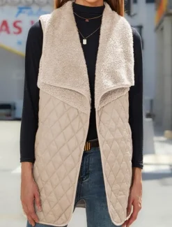 Hot Women's Winter Coat Outdoor Street Daily Wear Fall Winter Regular Coat Regular Fit Thermal Warm Breathable Stylish Casual Jacket Sleeveless Solid Color with Pockets Black Brown Light Grey Women Blazers & Suits