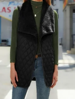 Hot Women's Winter Coat Outdoor Street Daily Wear Fall Winter Regular Coat Regular Fit Thermal Warm Breathable Stylish Casual Jacket Sleeveless Solid Color with Pockets Black Brown Light Grey Women Blazers & Suits