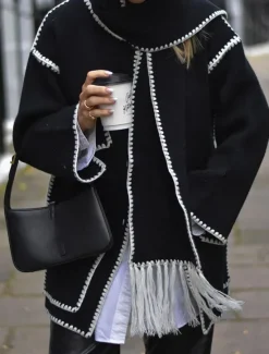 Best Women's Winter Coat Outdoor Street Daily Wear Fall Winter Regular Coat Regular Fit Thermal Warm Breathable Stylish Casual Jacket Long Sleeve Plain Tassel Fringe with Pockets Black White Khaki Women Coats & Trench Coats