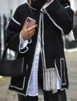 Best Women's Winter Coat Outdoor Street Daily Wear Fall Winter Regular Coat Regular Fit Thermal Warm Breathable Stylish Casual Jacket Long Sleeve Plain Tassel Fringe with Pockets Black White Khaki Women Coats & Trench Coats