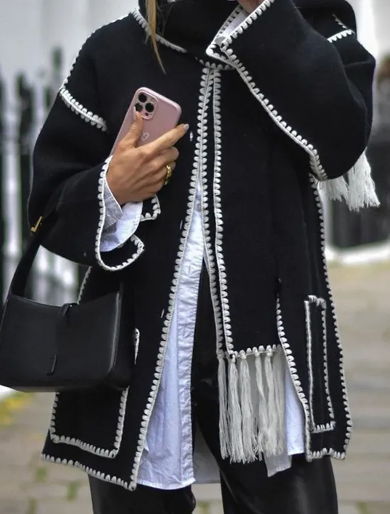 Best Women's Winter Coat Outdoor Street Daily Wear Fall Winter Regular Coat Regular Fit Thermal Warm Breathable Stylish Casual Jacket Long Sleeve Plain Tassel Fringe with Pockets Black White Khaki Women Coats & Trench Coats
