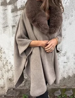 Best Women's Winter Coat Outdoor Street Daily Wear Fall Winter Regular Coat Regular Fit Thermal Warm Breathable Stylish Casual Jacket 3/4 Length Sleeve Plain Fur Collar Black Khaki Women Coats & Trench Coats