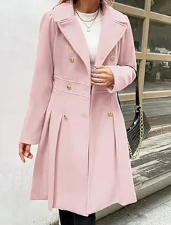 Clearance Women's Winter Coat Outdoor Street Daily Wear Fall Winter Long Coat Regular Fit Thermal Warm Breathable Stylish Casual Jacket Long Sleeve Plain with Pockets Pink Navy Blue Camel Women Coats & Trench Coats