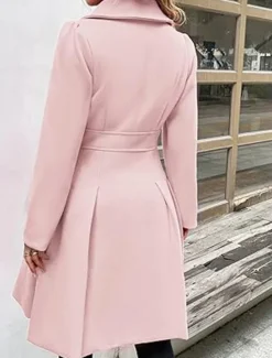 Clearance Women's Winter Coat Outdoor Street Daily Wear Fall Winter Long Coat Regular Fit Thermal Warm Breathable Stylish Casual Jacket Long Sleeve Plain with Pockets Pink Navy Blue Camel Women Coats & Trench Coats