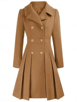 Clearance Women's Winter Coat Outdoor Street Daily Wear Fall Winter Long Coat Regular Fit Thermal Warm Breathable Stylish Casual Jacket Long Sleeve Plain with Pockets Pink Navy Blue Camel Women Coats & Trench Coats