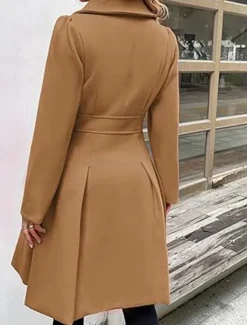 Clearance Women's Winter Coat Outdoor Street Daily Wear Fall Winter Long Coat Regular Fit Thermal Warm Breathable Stylish Casual Jacket Long Sleeve Plain with Pockets Pink Navy Blue Camel Women Coats & Trench Coats